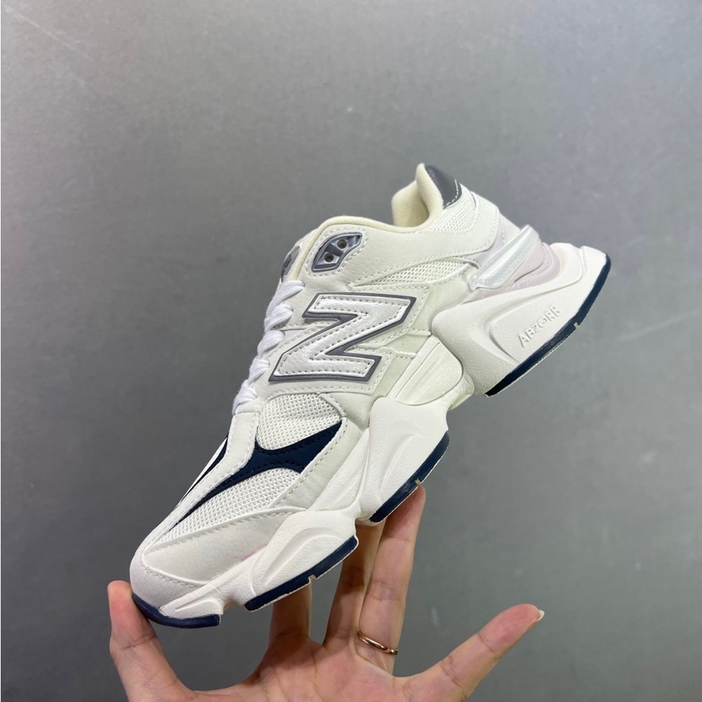 New Balance 9060 Women's White & Navy Chunky Retro-Runner Sneaker - Picture 4 of 7